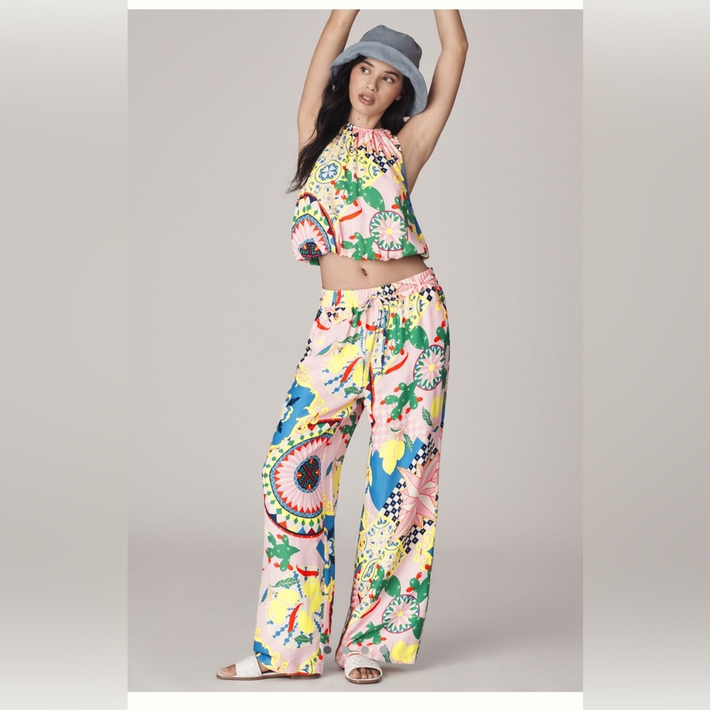 Maeve Straight Leg Pull On Silk Pant